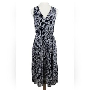 Ann Taylor Factory Black and White V-Neck Midi Sundress